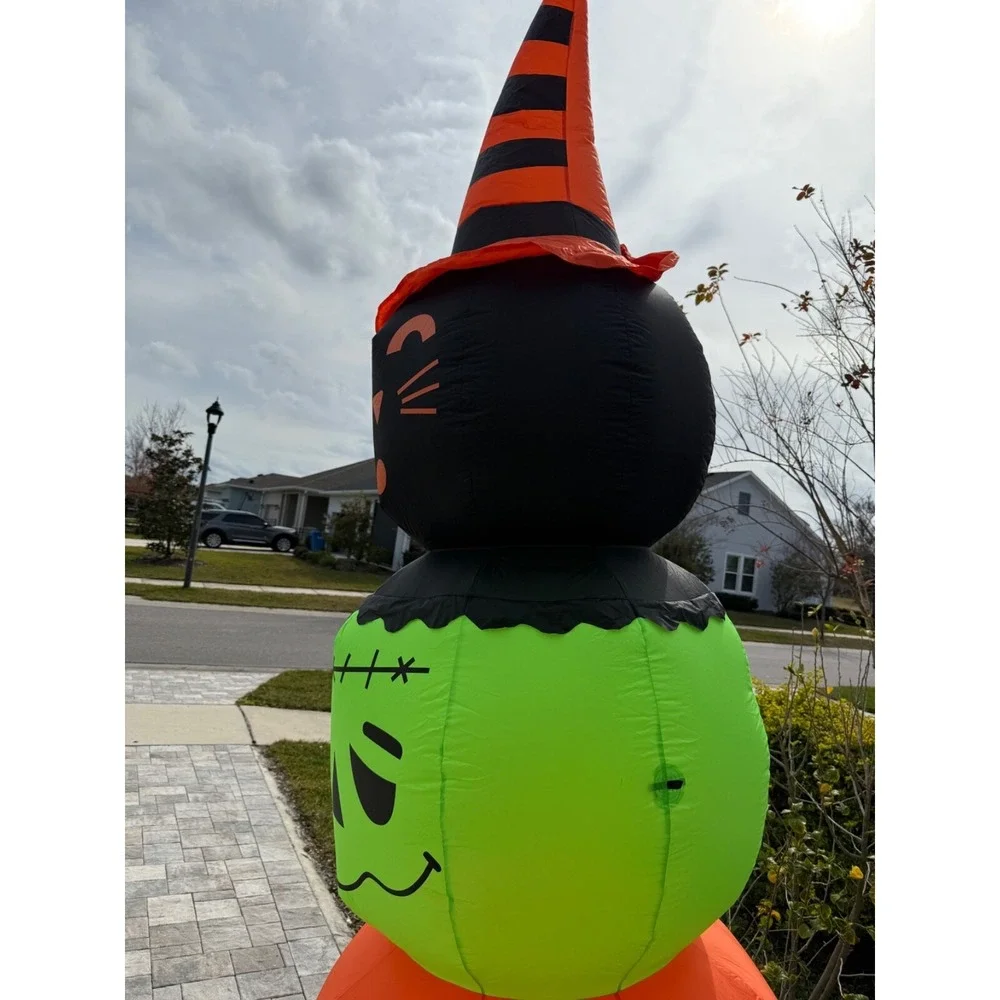 10' GIANT  Totem BLACK CAT, MONSTER, JACK‎ O LANTERN Halloween Inflatable